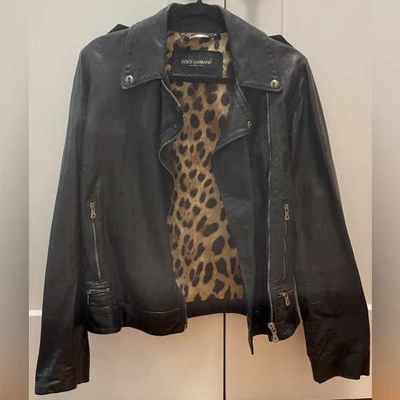 Dolce & Gabbana 100% lambskin leather biker jacket in black - Picture 4 of 9